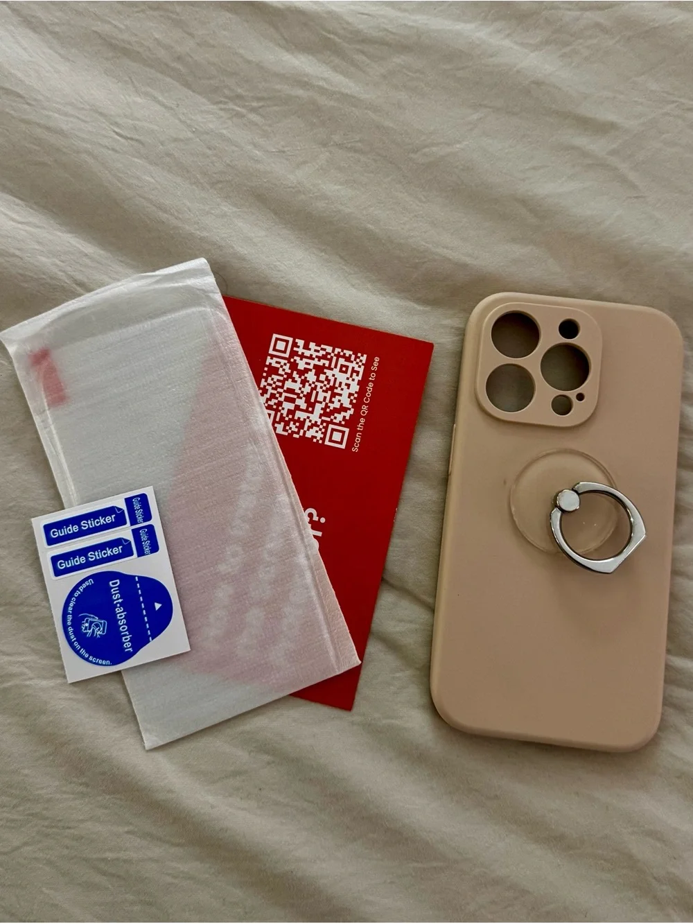 iPhone 15 Pro Silicone Phone Case + Ring Holder + Screen Protector